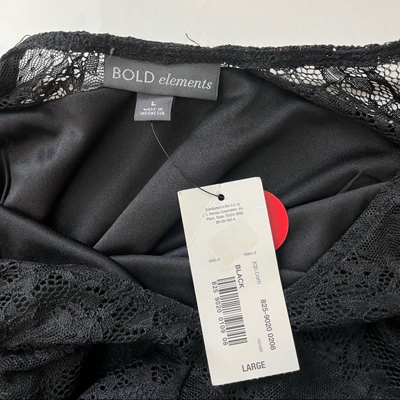 Bold Elements women’s black lace long sleeve sheath midi dress, Large - Picture 3 of 6